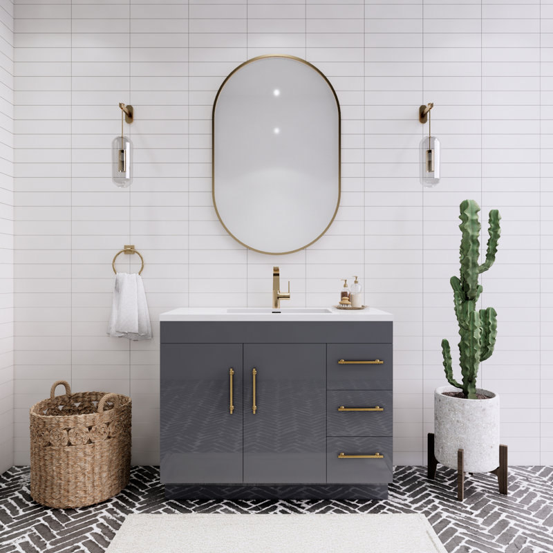 Ensemble de meuble-lavabo simple 42 po Spring, Gris brillant