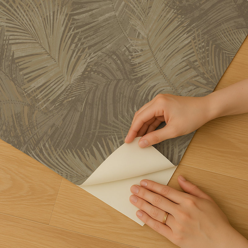 Papier peint adhésif Palm Haven, Beige et brun