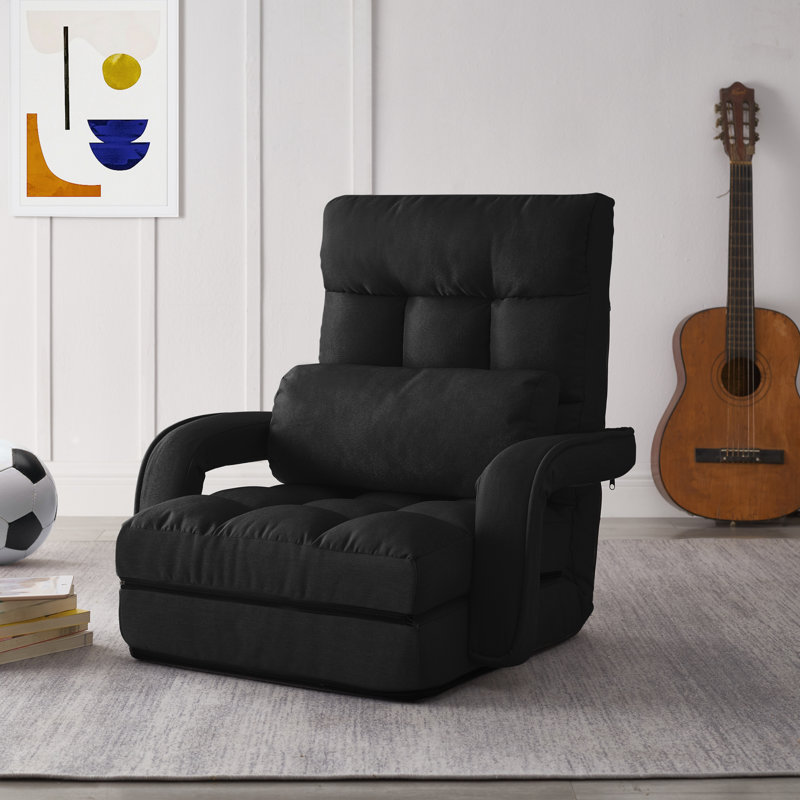 Fauteuil inclinable en lin / chaise sur pied, gris foncé, Noir