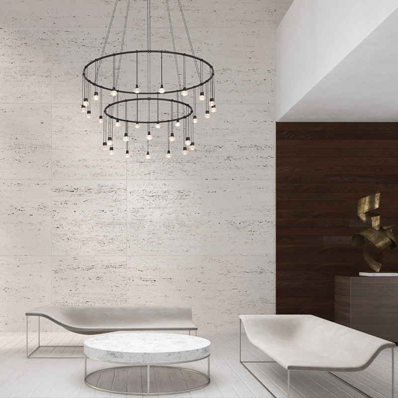 Satin Black Crystal LED Island Pendant Light
