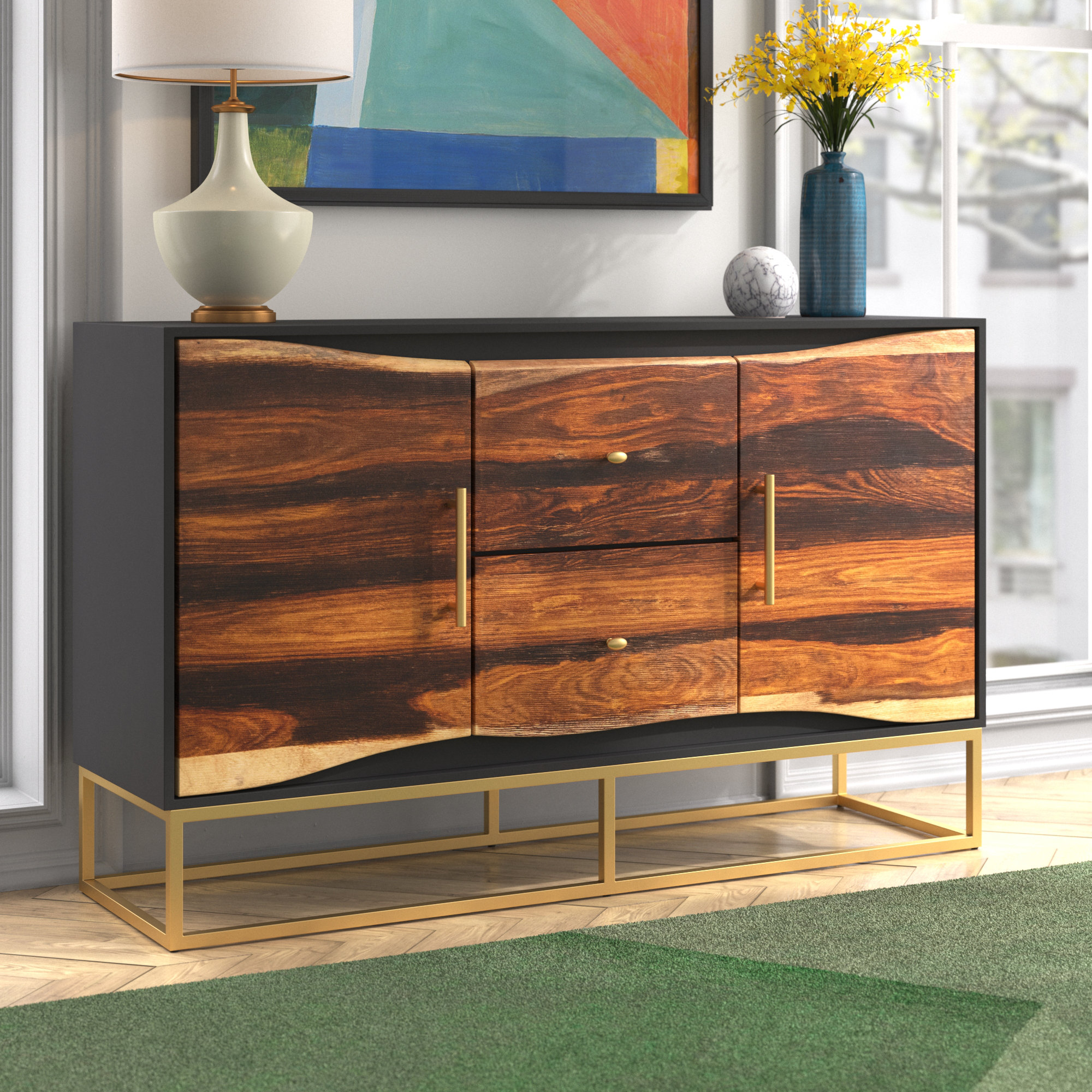Loon Peak® Engelmar 57" Wide 2 Drawer Solid Wood Sideboard & Reviews ...