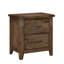 Table de chevet rustique bruni en bois d'hévéa massif avec 2 tiroirs