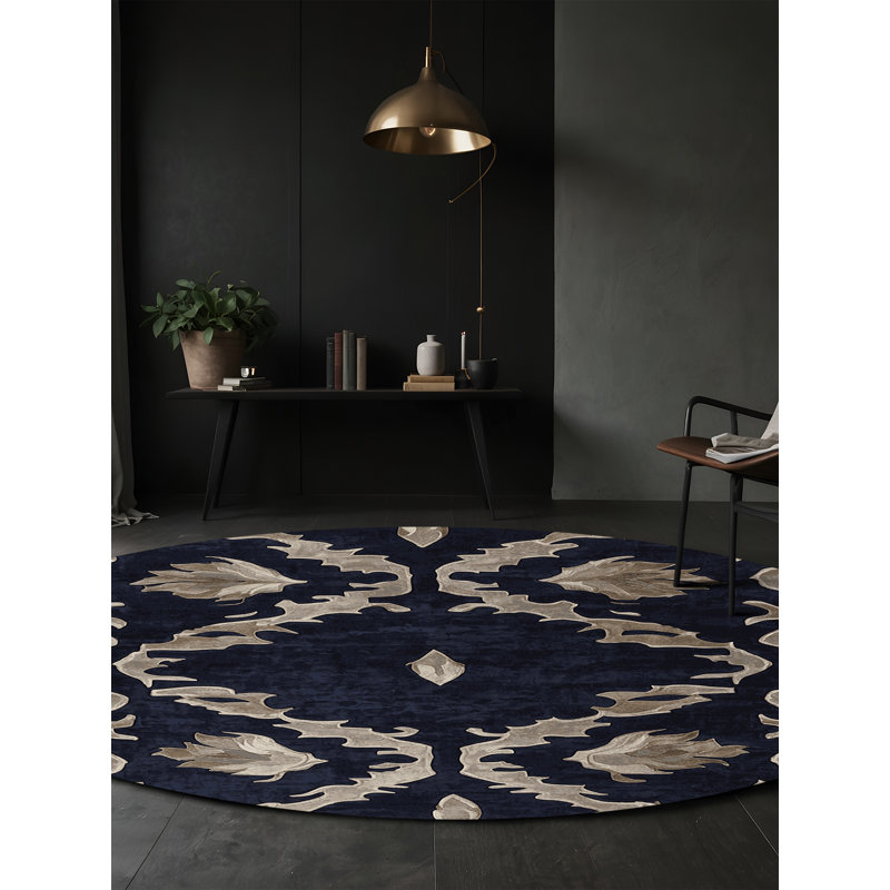 Machine Washable Gray Area Rug, Round 6'