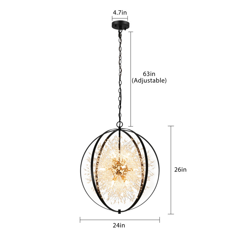 Lustre 12 lumières Spoutnik Lustre pissenlit Lustre moderne en cristal