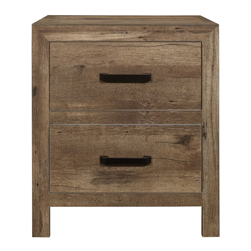 Chambre à coucher Table de chevet en bois 1Pc 2X tiroirs style transitionnel