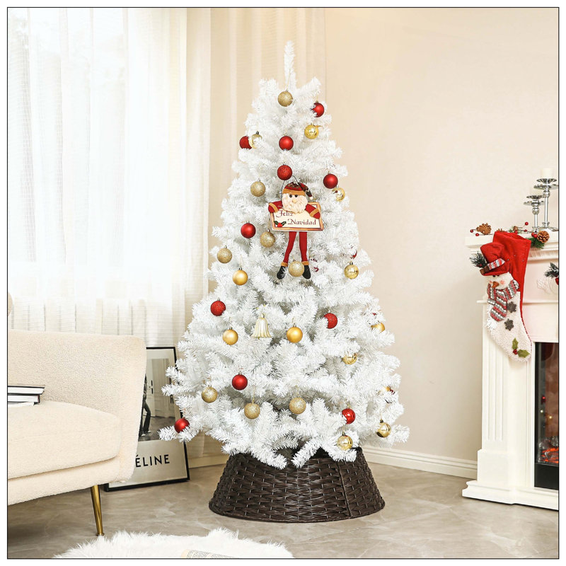Arbre de Noël artificiel - arbre de Noël non éclairé avec 1000 pointes de branches, ouverture automatique, base en acier, décoration des Fêtes pour bureau à domicile