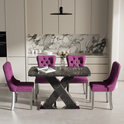 MDF Extendable Dining Table Set for 4-6