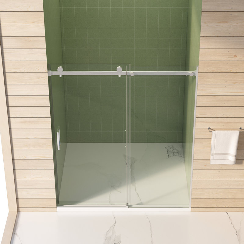 Décoration de salle de bain coulissante en verre trempé de qualité supérieure avec porte coulissante sans cadre