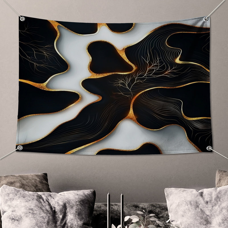 Tapisserie murale abstraite - art mural, H 68 po x l 80 po avec 4 œillets