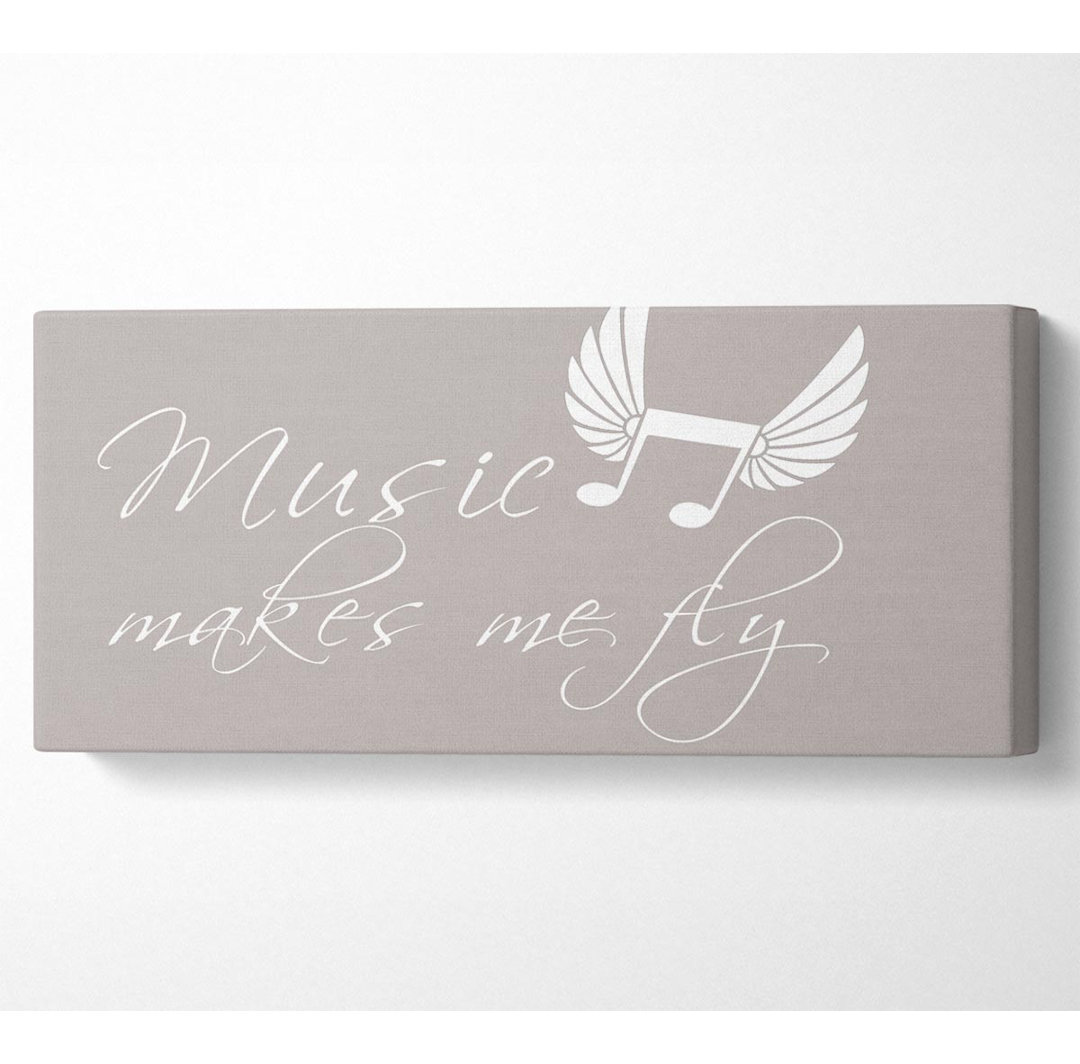 Jungen Zimmer Zitat Musik macht mich fliegen Beige - Wrapped Canvas Art Prints