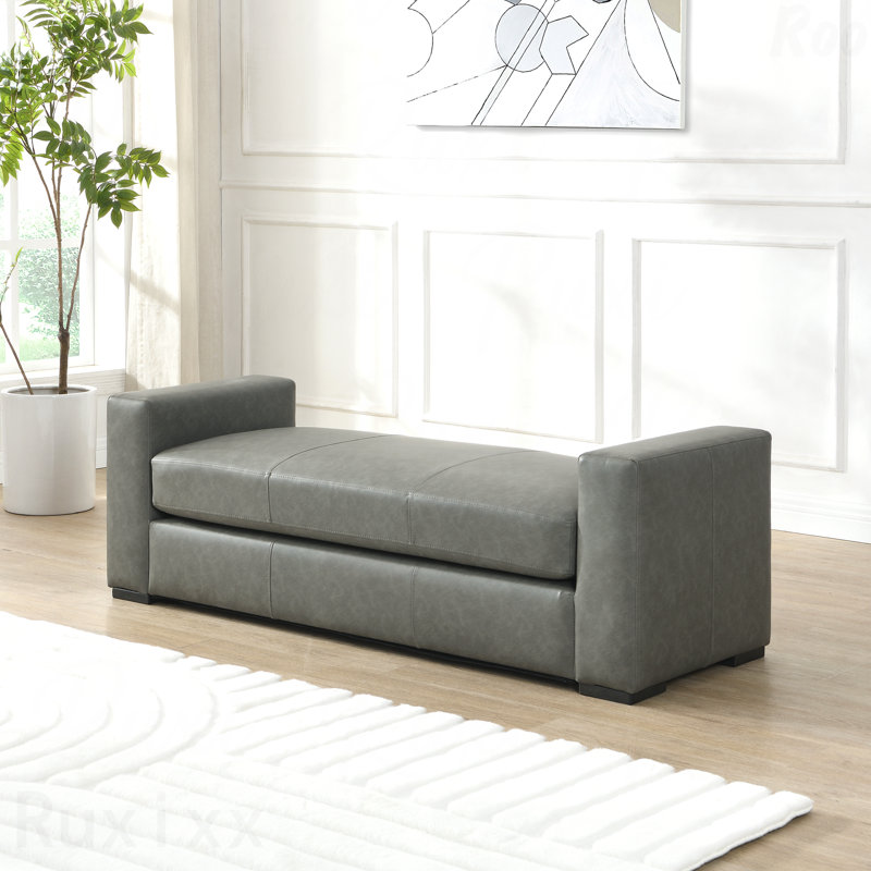 Repose-pieds gris en similicuir rembourré - élégant et durable
