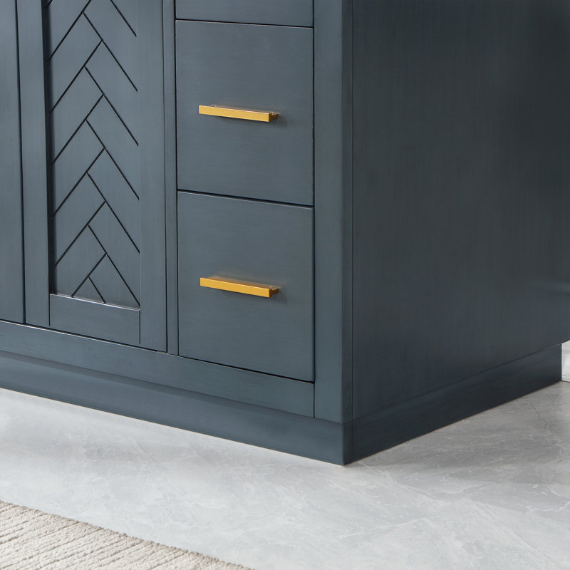 Meuble-lavabo simple l 60 po Gazsi, Bleu gris anthracite
