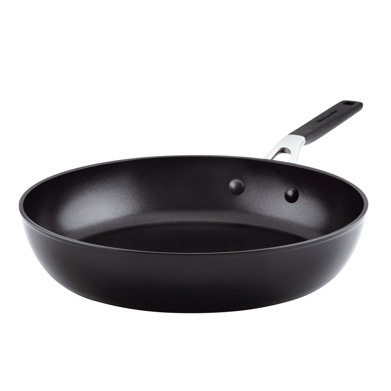 12.25" Black Aluminum Nonstick Frying Pan with Silicone Handle