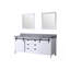 Meuble-lavabo double blanc l 80 po x P 22 po, comptoir en quartz gris et miroirs 30 po
