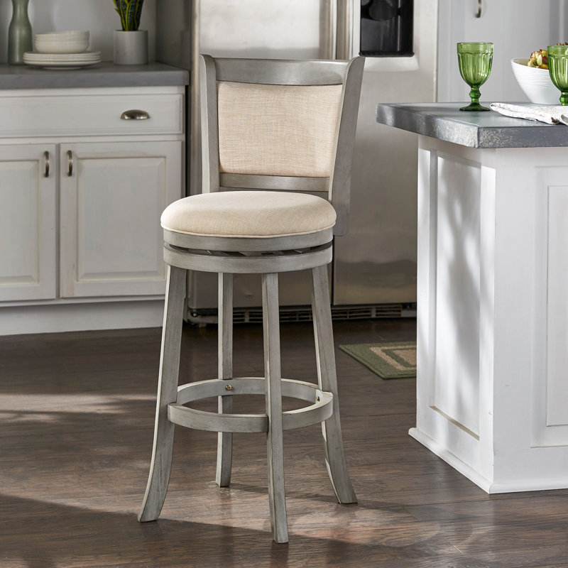 Tabouret pivotant Leda, Tabouret de bar (siège d'une hauteur de 29,94 po), Gris antique, Beige