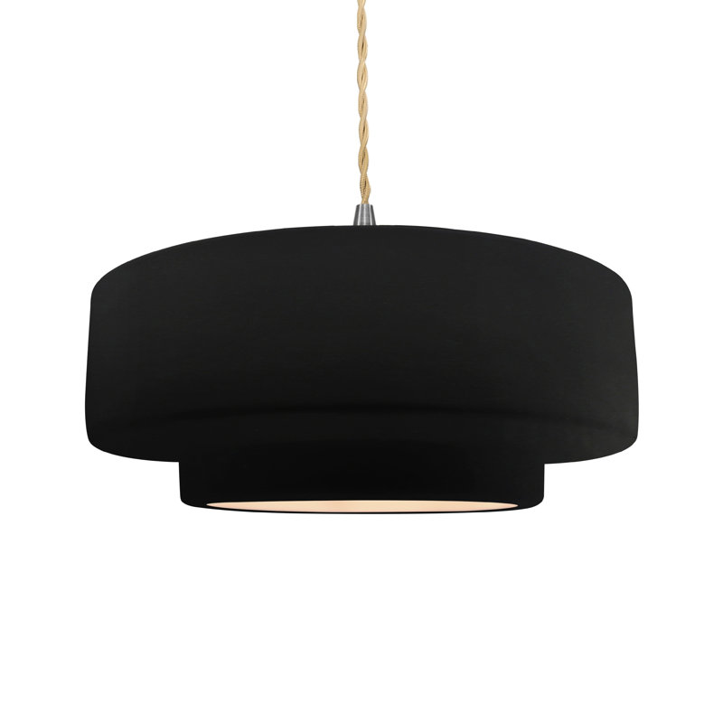 Luminaire suspendu à 1 lumière Meydan, H 6 po x l 16,25 po x P 16,25 po, Noir mat carbone, Nickel brossé