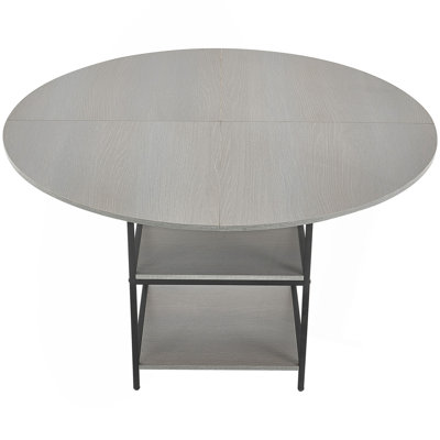 47 In Round Dining Table Wood Kitchen Table For 4-6 Person Grey (Only Table)