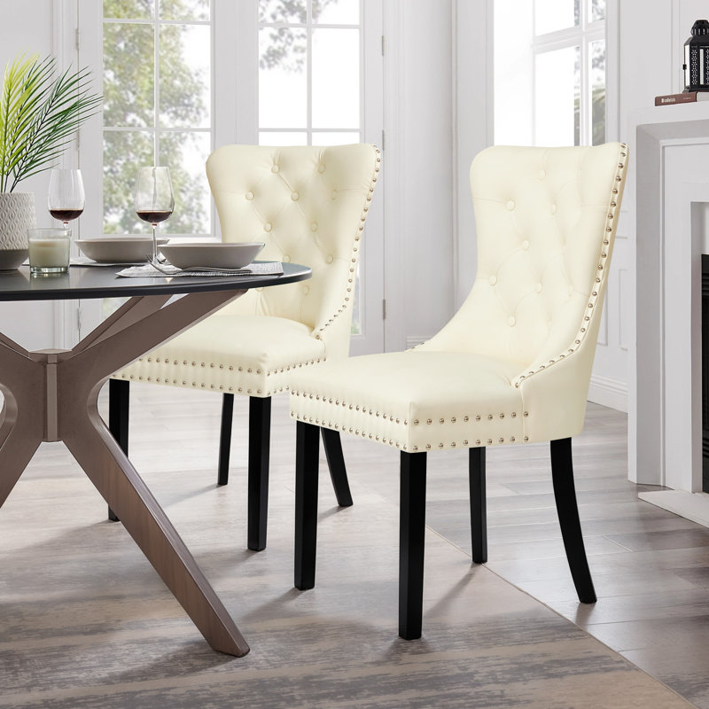 Chaise parsons rembourrée Seita, Blanc/Noir, 2