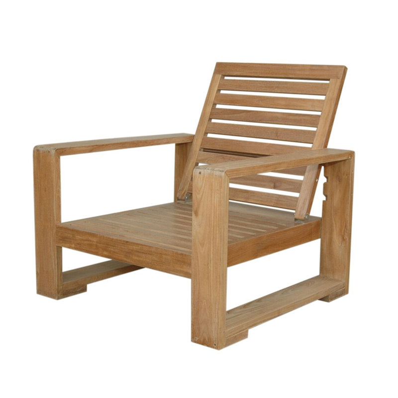 Capistrano Outdoor Teak Lounge Chair, Light Gray