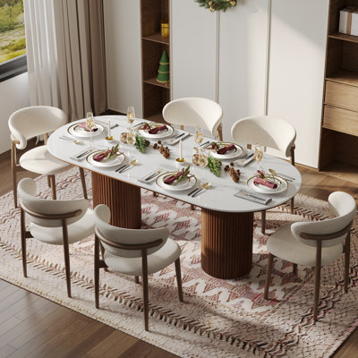 Ensemble de table de salle à manger 71 "ovale moderne avec 6 chaises