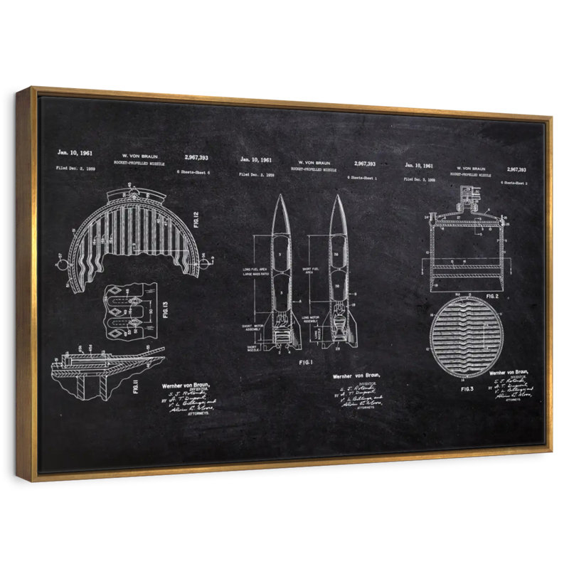 Fusée BW Bridgeyate, 46 po x 31 po, Cadre flottant doré