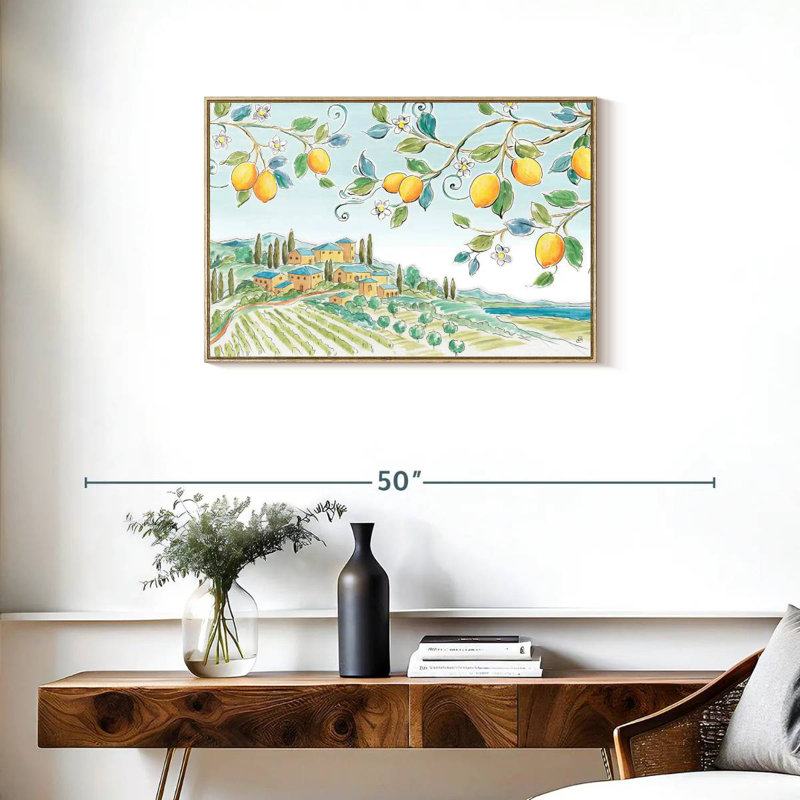 Brise méditerranéenne I, Cadre flottant en bois naturel, 31 po x 21 po