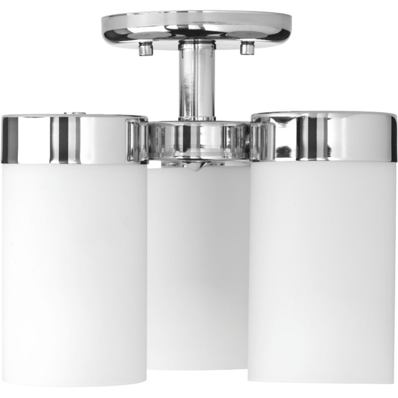 Plafonnier semi-encastré 3 lumières 11,75 po Preston, Chrome poli