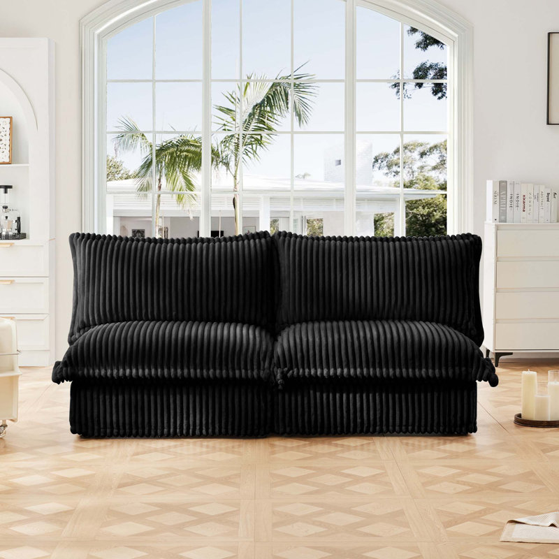 Canapé convertible polyvalent avec plusieurs coussins pour le salon et la chambre à coucher, Noir