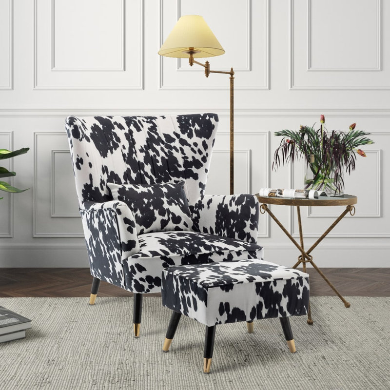 Upholstered Accent Chair With Footstool