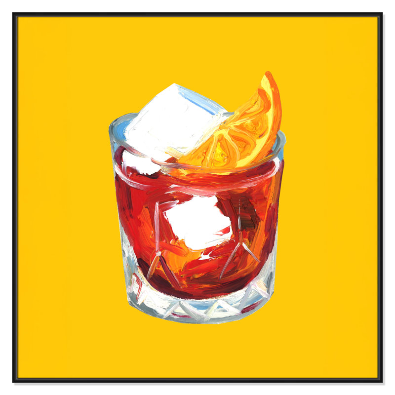 Negroni Sunshine - reproduction carrée par Straker, 46.5' W x 46.5' H, Cadre flottant noir