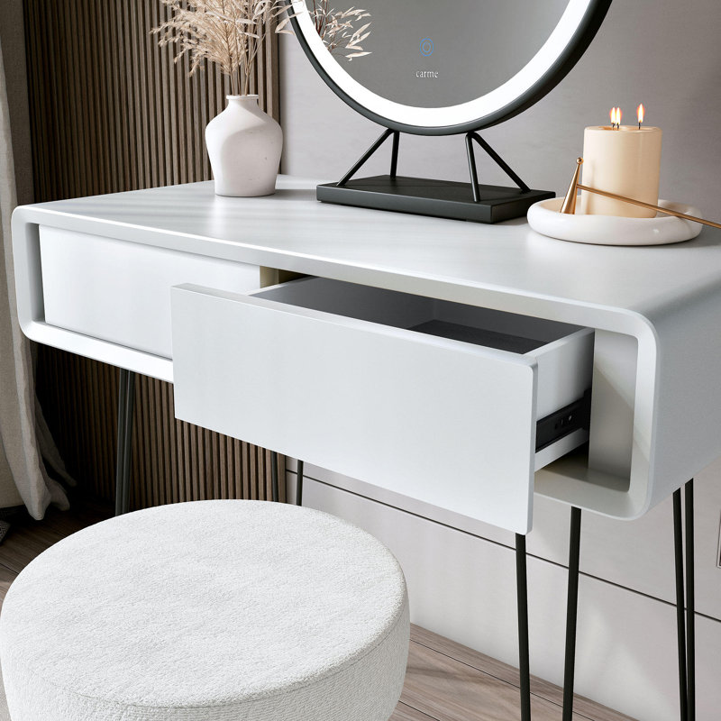 Piper 2 Drawers Dressing Table, Black/White