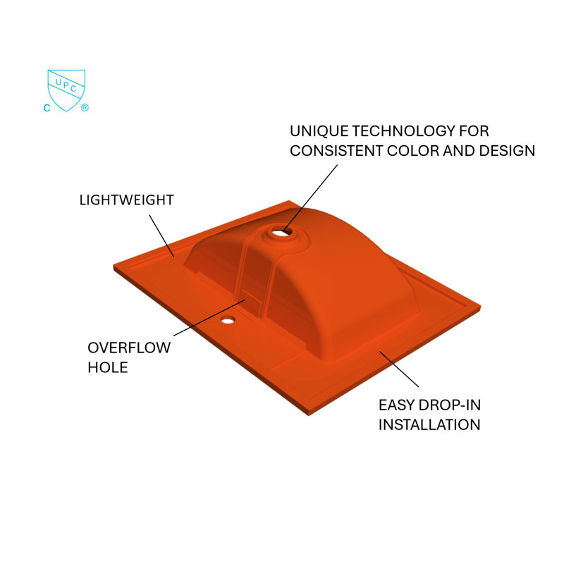 Comptoir de meuble-lavabo en résine de polyuréthane à surface solide avec lavabo, couleur durable, couleur uniforme, facile à nettoyer, trop-plein intégré, l 37 po x P 22 po