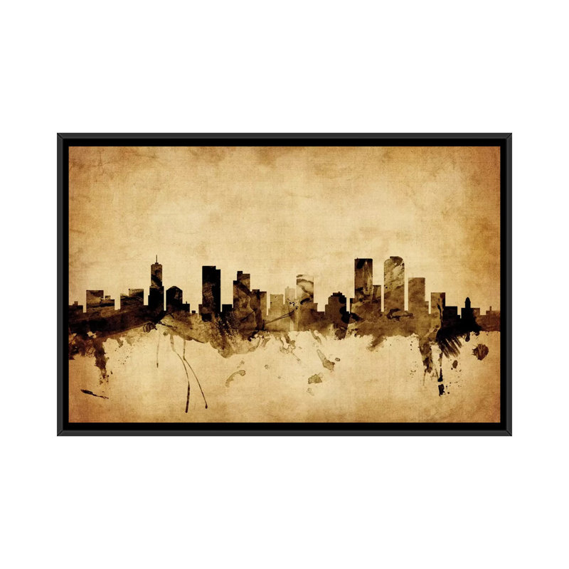 Foxed (Retro) Skyline Series: Denver, Colorado, États-Unis, impression sur toile tendue, H 32 po x l 48 po x P 1,5 po