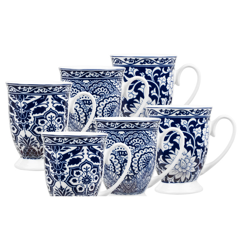 Blue and White Footed Mug