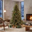 6ft Artificial Christmas Tree with Pinecones, Red Berries, Hinged Predecorated Xmas Tree with 2843 Branch Tips