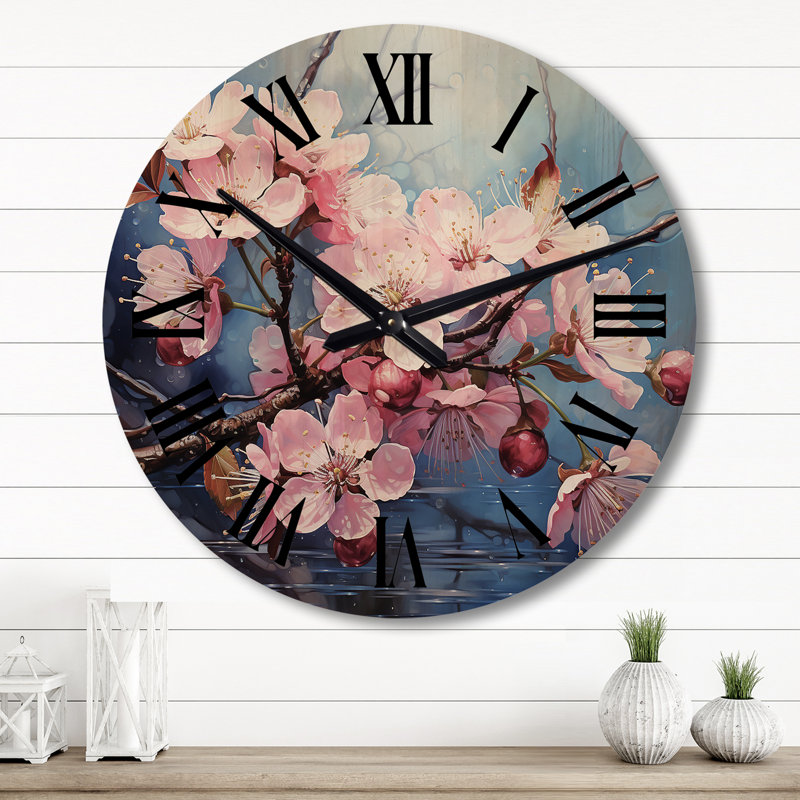 Horloge murale en bois massif Vernetha, Grand