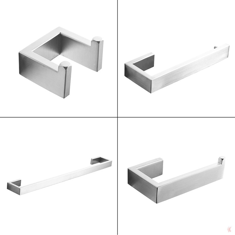 Ensemble de quincaillerie de salle de bain 4 pièces en nickel brossé 24 po