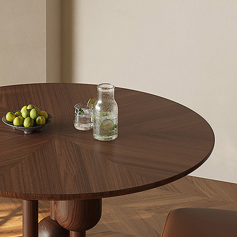 Table ronde multifonctionnelle brun foncé, H 29,52 po x L 47,24 po x l 47,24 po