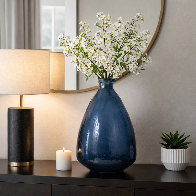 Vase en verre lisse Modern Modern, H 19 po x l 12 po x P 12 po
