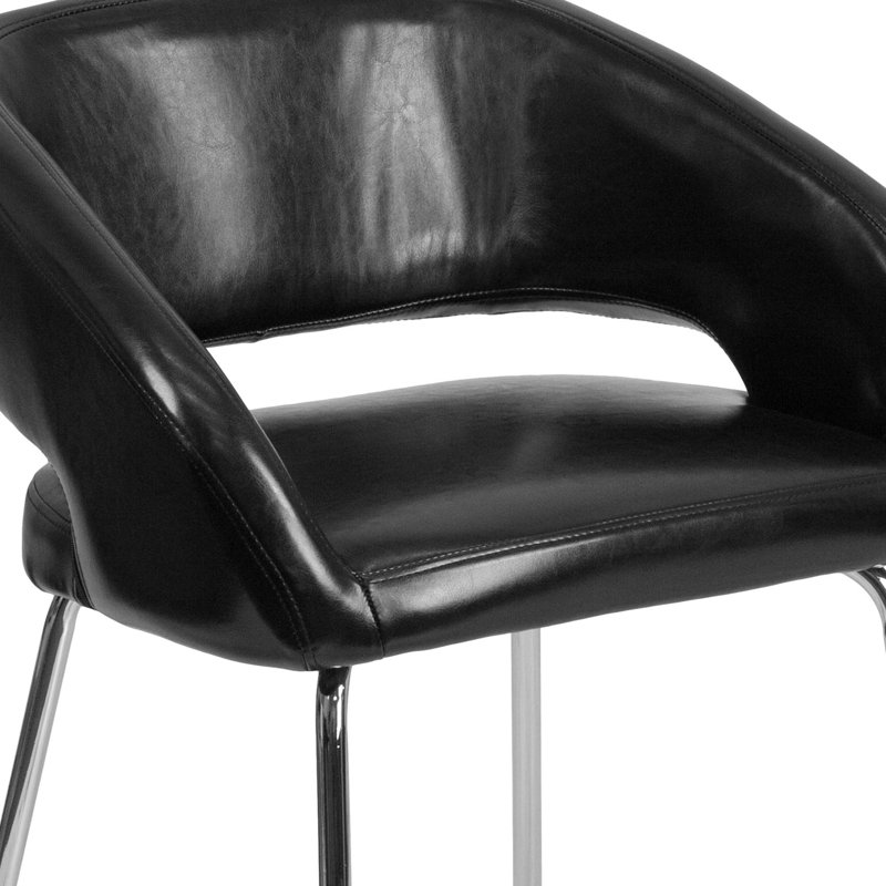 Chaise d'appoint pour salle d'attente rembourrée en LeatherSoft rétro Jayelynn, Noir