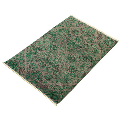 Tapis unique en laine noué à la main 4 pi 2 po x 6 pi gris nouvel âge Lahore Decio