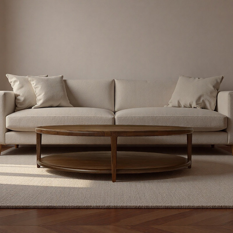 Retro simple coffee table, 15.7" H x 59.8" L x 59.8" W, Dark Brown