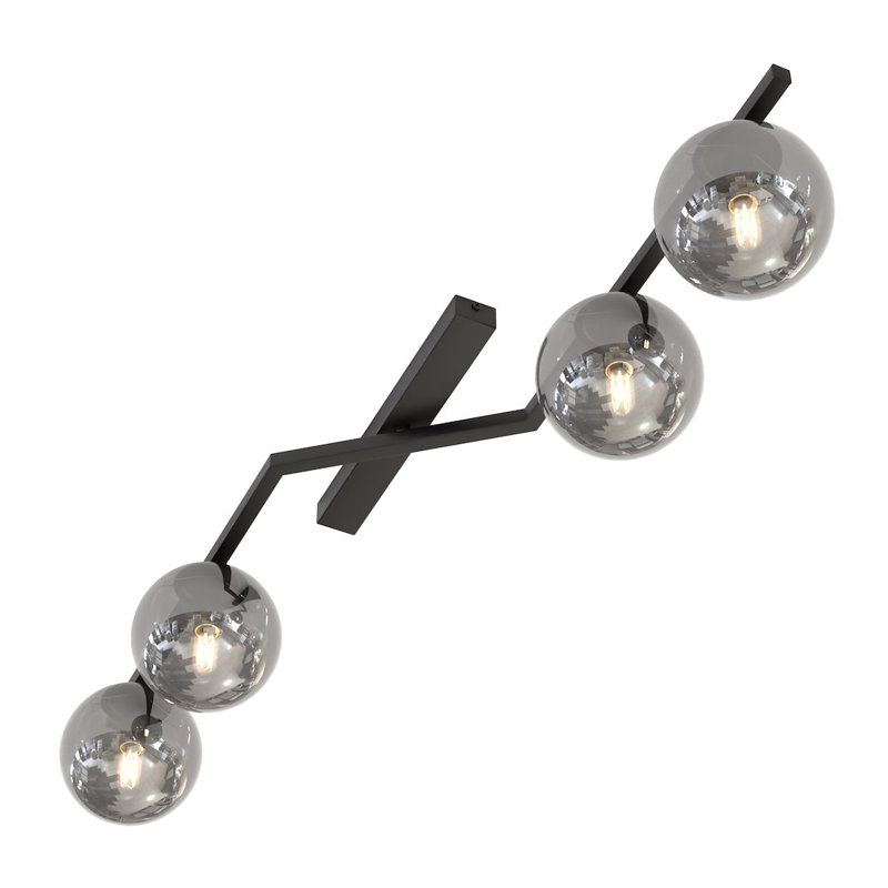 Glass Flush Mount, Graphite, 4 Lights