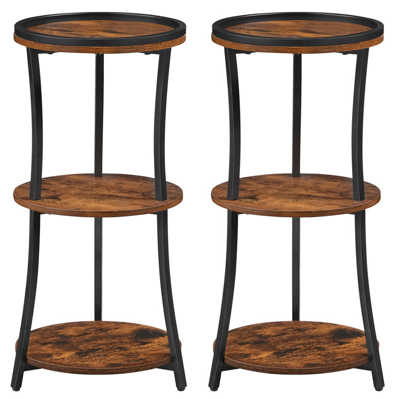 Table de bout ronde 11,8 po avec tablettes de rangement à 3 niveaux 