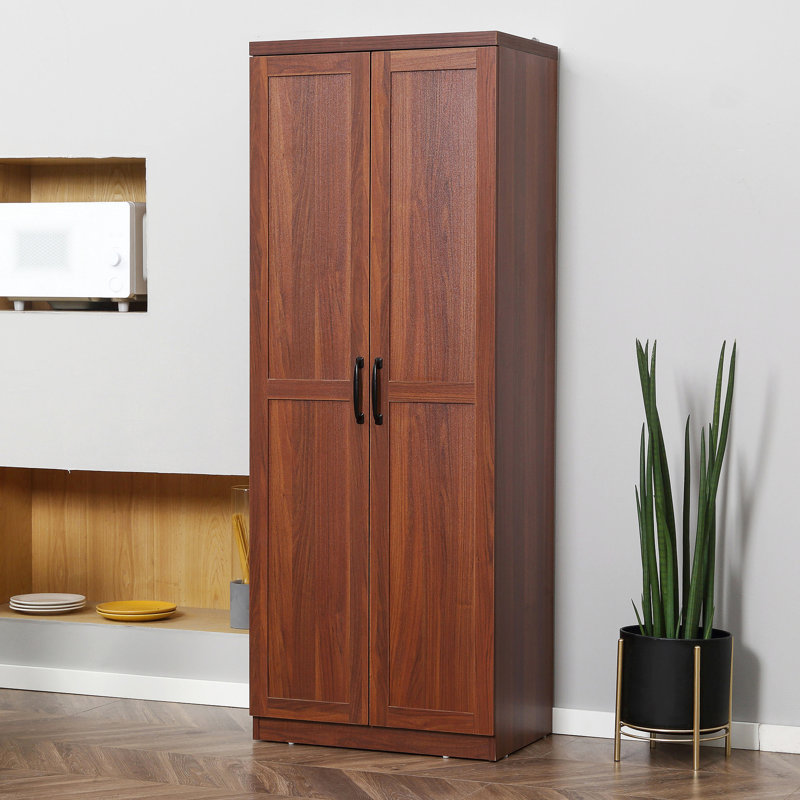 63" Kitchen Pantry, 2-door Cabinet With 5 Shelving And 2 Adjustable Shelves, Brown For Stylish Pantry Kitchen, Levels. Keep Neat Tidy. Dining Room