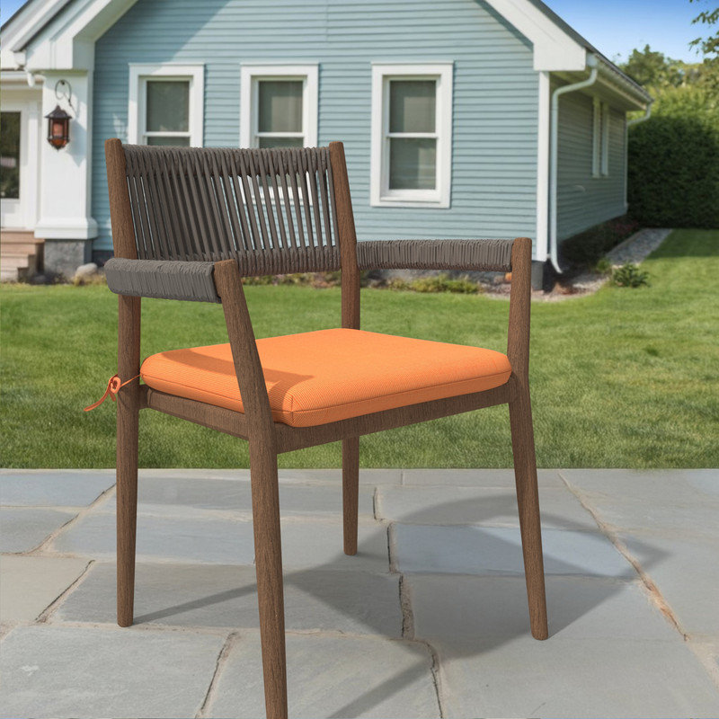 Sunbrella Square Dining Chair Cushions, 3" Foam Replacement Cushion, Canvas Tangerine
