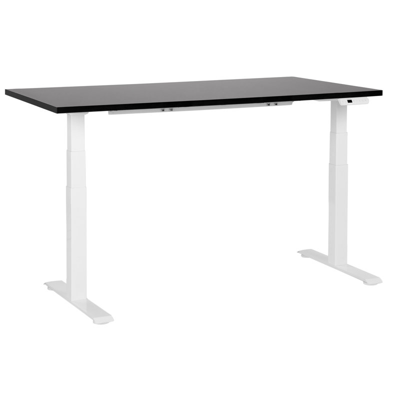 Luff Adjustable Metal Base Standing Desk, White, 128cm H x 160cm W x 72cm D, Black