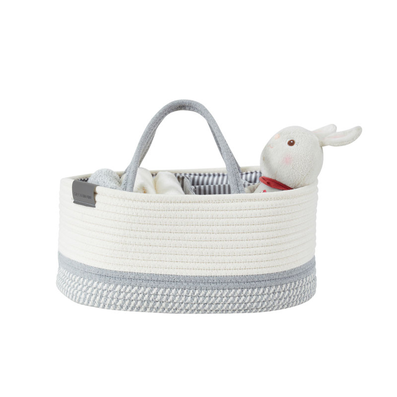 Panier en tissu Caddy Organiser, Spirale gris clair / blanc