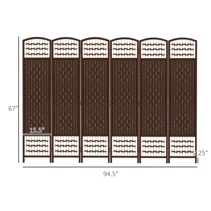 Cloison en bois massif Alaudin, 6, H 67 po x l 94,5 po x P 0,5 po, Brun