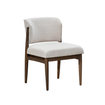 Chaise rembourrée en bois massif Halren - Lin taupe
